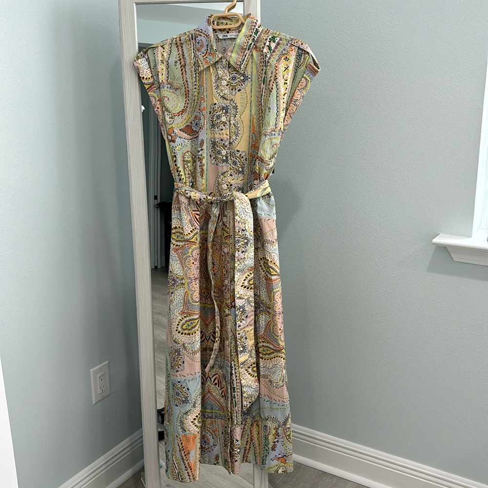 Zara Midi Shirt Dress Multicolor size M